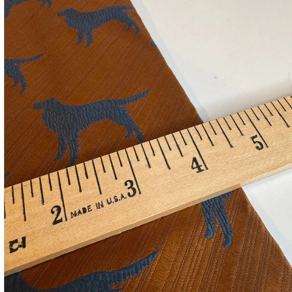 Vintage Pulitzer Tie Amber Blue Setter Dog Wide Novelty‎ Necktie